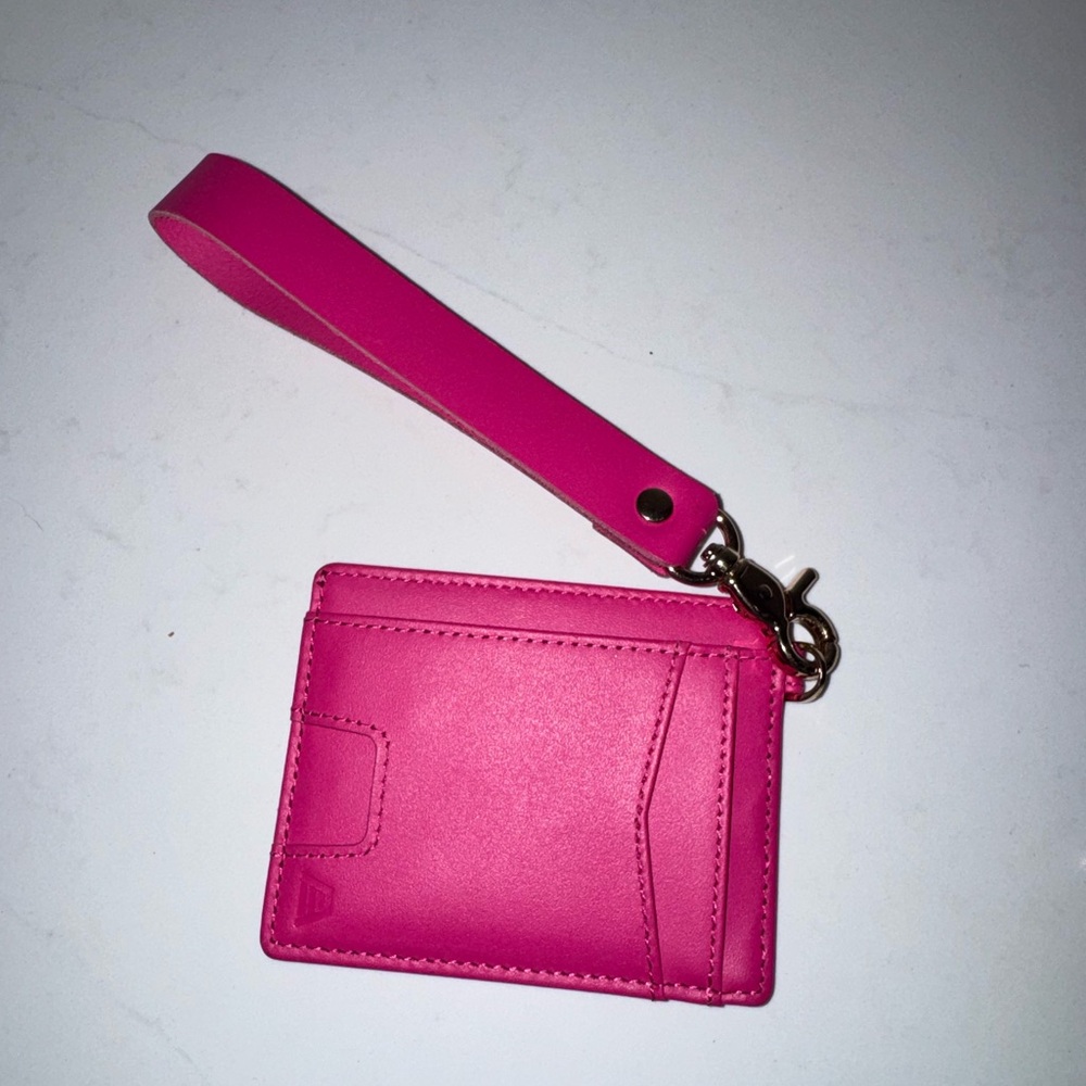 Andar Pink Boa Leather Denner Wallet Wristlet - Picture 4 of 6